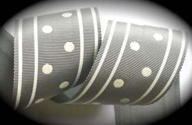 GPD114 2" (3 yds) GREY/OFF WHITE DOTS/STRIPES -CLOSEOUT!